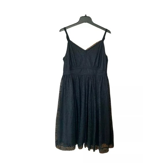 torrid Dresses & Skirts - Torrid Black Lace Skater Dress Womens 0 (L/12) VNeck Sleeveless Adj Straps Lined